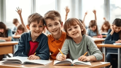 Children participating in school event